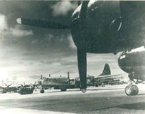 Aircraft of the 315th Bomb Wing, 16th bomb Group B-29s on the ramp